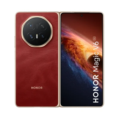 Honor Magic V6 Foldable, Red, Phenom-N49D,  6.52", unfolded 7.95", OLED 2420x1080, unfolded 2352x2172, Snapdragon 8 Elite Gen 5, (2x4.6GHz +6x3.6GHz), 16GB, 512GB, 64+50+50MP/20+20MP, Li-Po 6 660mAh, FPT, BT, USB Type-C, Android 16, MagicOS 10