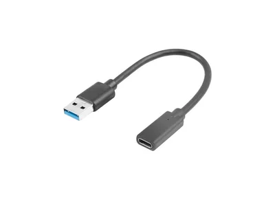 USB кабел Lanberg USB-C (F) към USB-A (M) 0.15 м, черен