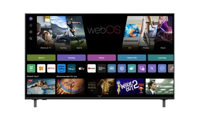 LG 55UA75003LA, 55" 4K UltraHD TV 4K (3840x2160), DVB-T2/C/S2, webOS 25 Smart, ThinQ AI, Alpha 7 AI Processor, WiFi, HDR10 pro, HLG, ALLM/HGiG, 4K Upscaling, AI Sound pro, Multiple View, HDMI eARC, LAN, USB, Bluetooth, Google Cast, 2 Pole Stand, Black