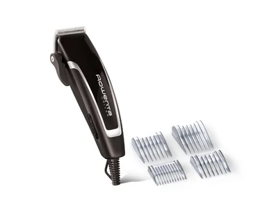 Rowenta TN1603F0, Hair clipper Driver Black, Professional blade AC motor, 4 combs (3,6,9,13mm), scissors, comb (42mm), cleaning brush & oil, corded