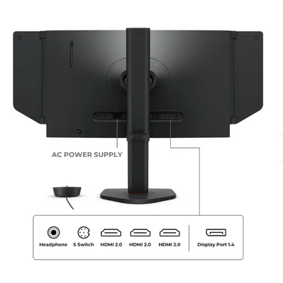 BenQ ZOWIE XL2566X+, 24.1", 400Hz, FHD FAST TN, For Esports, CS2, Valorant, DyAc 2, Shield, S Switch, Black eQualizer, Color Vibrance, LBL, Flicker-free, K Locker, XL Setting to Share, 3x HDMI (2.0), DP (1.4), 3.5 Jack, Swivel, Tilt, Height adj. 155mm