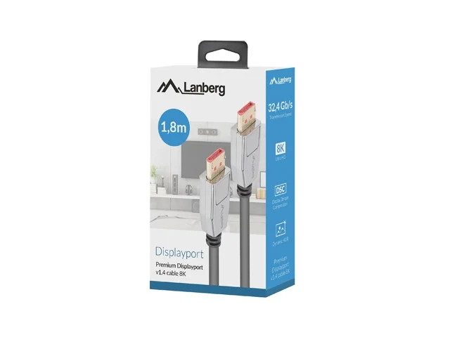 DisplayPort кабел Lanberg V1.4 1.8m 8K 60Hz черен