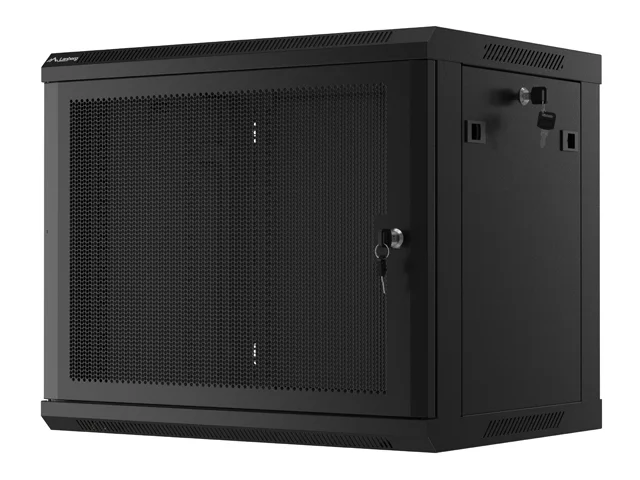 Lanberg rack cabinet 19" wall-mount 9U/600x450 with perforated door black (flat pack)