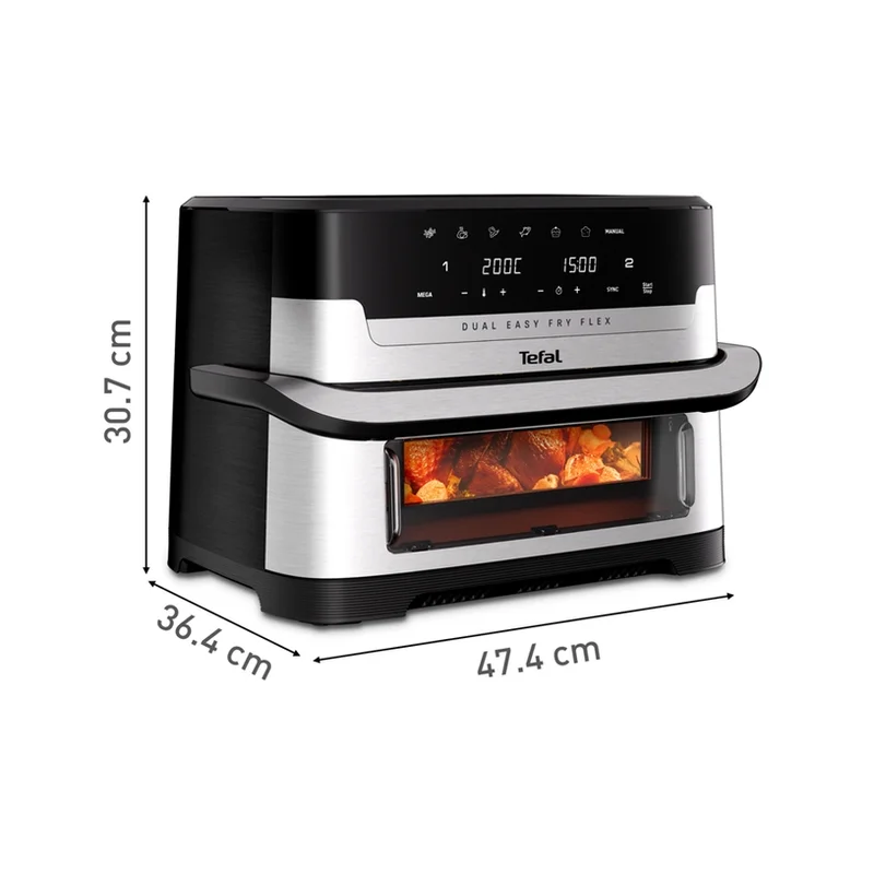 Tefal EY922DE0 Easy Fry DUAL FLEX, stainless steel, 9L (2.5kg), 2700W, automatic programs (7), adjustable temp, manual mode