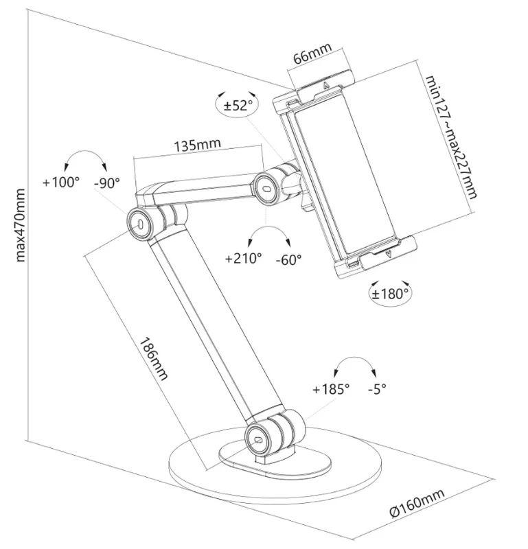 Neomounts universal tablet stand for 4.7-12.9" tablets, Black