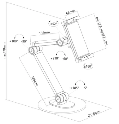 Neomounts universal tablet stand for 4.7-12.9" tablets, Black