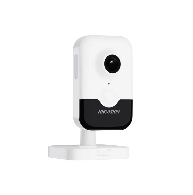 HikVision 4 MP Indoor Audio Fixed Human Body Detection Cube Network Camera, 2.8 mm, F1.6, IR up to 10m, H.265+,Digital WDR, built-in microphone, built-in speaker, built-in memory card slot (up to 512 GB), 12Vdc/PoE 4.56W