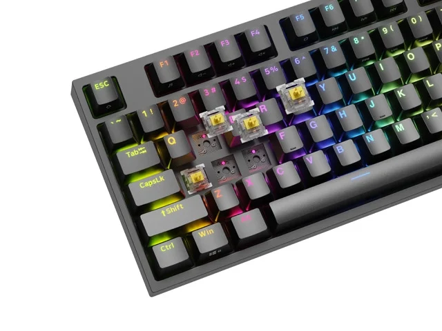 Геймърска клавиатура Genesis Thor 404 TKL Black RGB, US Layout, Yellow Switch