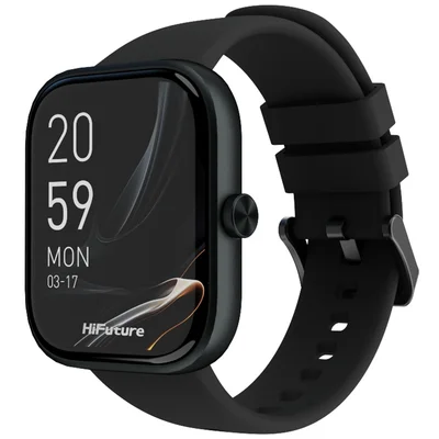 HiFuture Lume Black, 1.85 " IPS, Powered by Dual Core, Aerospace-Grade Ultra Light Aluminum Frame, Bluetooth Call, 3D User Interface, 1ATM Waterproof, 24/7 True Heart Rate & Blood Oxygen Sensor, 100+ Sports Mode, Up to 7 days daily use