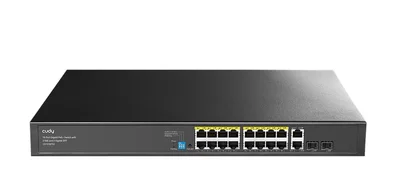 Cudy GS1018PS2 16-Port Gigabit PoE+ Switch with 2 Uplink Gigabit Ports and 2 Gigabit SFP Slots 200W16-10/100/1000 BASE-T Gigabit ports, 2-Port 10/100/1000 BASE-T Gigabit Uplink ports, 2-1000 BASE-X SFP Slot, 16-port IEEE 802.3at PoE+ Injector