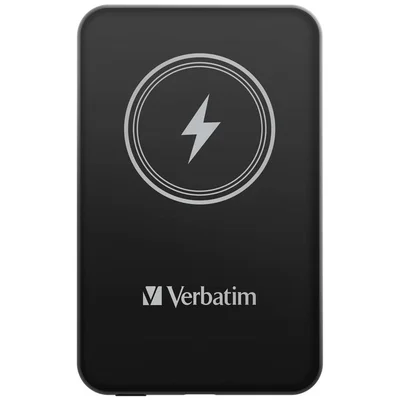 Външна батерия Verbatim MCP-5BK 5000 mAh, USB-C PD 20W, магнитно безжично зареждане 15W, черна