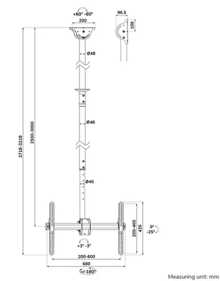 Neomounts Flat Screen Ceiling Mount (Height: 250-300 cm)