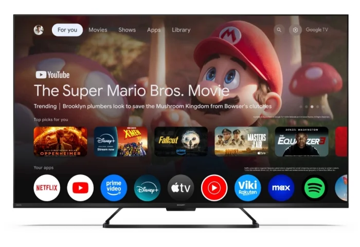 Sharp 55HR7265E, 55" QLED  GOOGLE TV, 4K 144Hz Quantum Dot 3840x2160 Frameless, AQUOS AI, DVB-T/T2/C/S/S2, Active Motion 1400, HDR10, Dolby Atmos, Dolby Vision, DTS:X, Google Assistant, HDMI eARC, Mini Composite/CVBS + Audio input, USB, Wi-Fi, Bluetooth