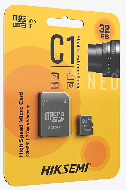 Micro SD карта Hiksemi microSDHC 32GB Class 10 UHS-I V10 с адаптер