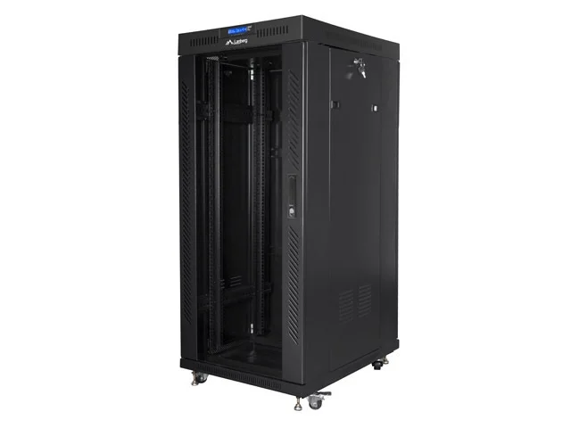 Lanberg rack cabinet 19" free-standing 27U/800x1000 (flat pack) with glass door lcd black v2