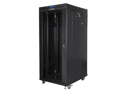 Lanberg rack cabinet 19" free-standing 27U/800x1000 (flat pack) with glass door lcd black v2