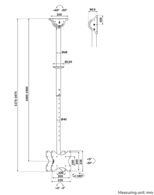 Neomounts Back-to-Back Screen Ceiling Mount (Height: 106-156 cm)