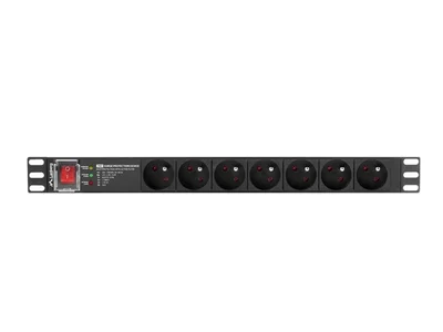 Електрически филтър Lanberg PRO 19" 1U 16A 2m 7x FR (Schuko) SPD-3MP Черен