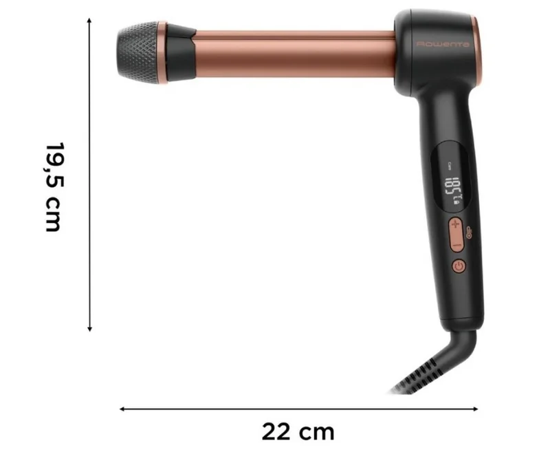 Маша за коса Rowenta CF4620E0 Flexcurl, керамично покритие, LED дисплей, 27/32/38 мм, 210°C, черен/розово злато