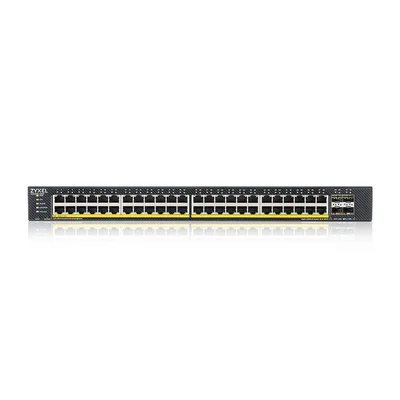 ZyXEL  XGS1935-52HP, 52 Port Lite-L3 Smart Managed PoE Switch, 48x Gigabit PoE and 4x 10G SFP+, hybrid mode, standalone or NebulaFlex Cloud, 375 Watt PoE