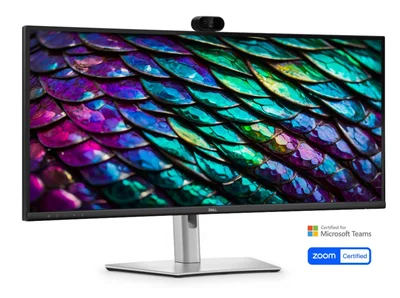 Dell P3426WEB, 34" Curved Conferencing Monitor, IPS Anti-Glare, 5ms, 100 Hz, 1500:1, 300 cd/m2, WQHD 3440x1440, 99% sRGB, HDMI, Display Port, USB-C Hub, RJ45, Webcam, Mic, Speacers, KVM Switch, PD 90W, Height Adjustable, Pivot, Swivel, Tilt, Black