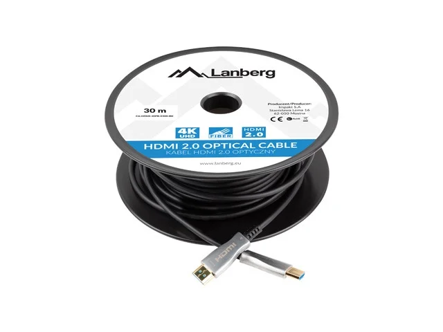 HDMI кабел Lanberg v2.0 30m оптичен, черен