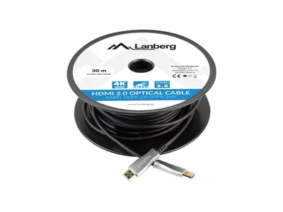 HDMI кабел Lanberg v2.0 30m оптичен, черен