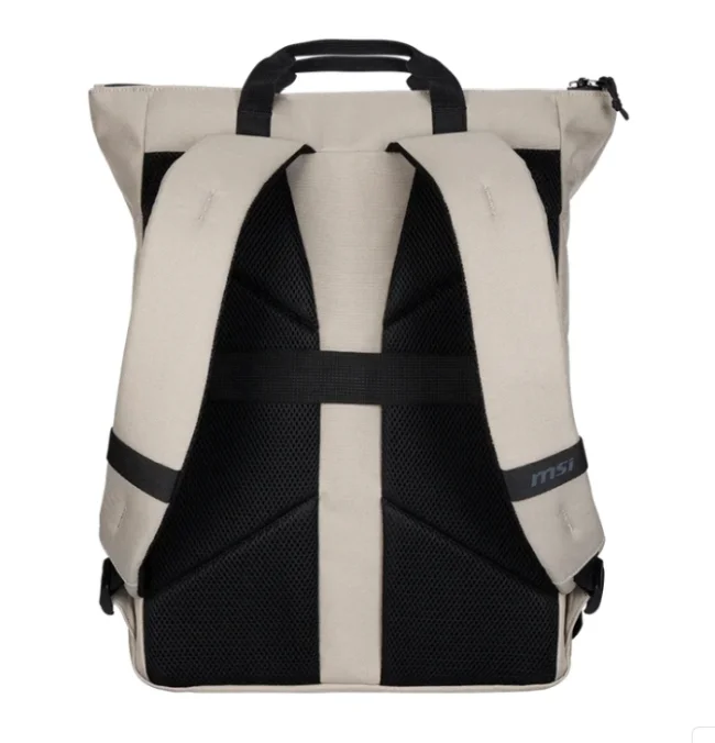 MSI Venture Backpack, For up to 16 inch laptops, Front zipper storage bag, Water-repellent and wear-resistant, Moisture - bacteria proof, Environmentally certification, Desert beige grey, 46 x 40 x 15cm , easily accommodating laptops under 16 inches