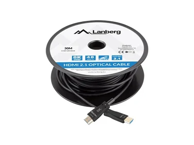 Lanberg HDMI M/M V2.1 cable, 30m, Optical, Black AOK