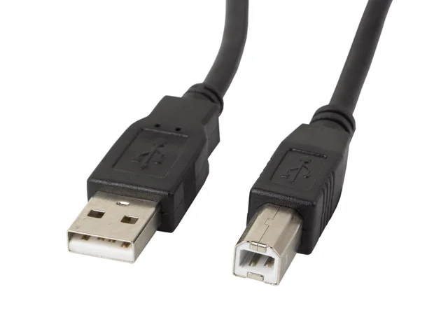 USB кабел Lanberg USB-A (мъжки) към USB-B (мъжки) 2.0, с ферит, 1m, черен