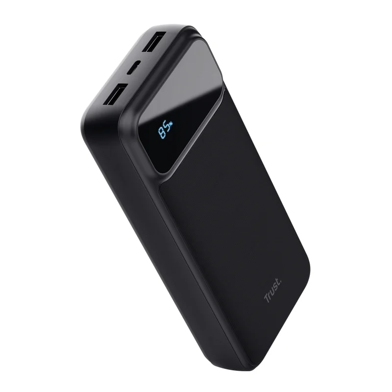 Външна батерия TRUST – Avala 20.000 PD, 20000 mAh, 3 USB порта, LED дисплей, черна