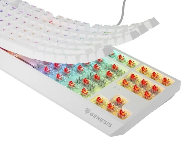 Геймърска клавиатура Genesis Thor 230 TKL Wireless RGB Mechanical Outemu Red White