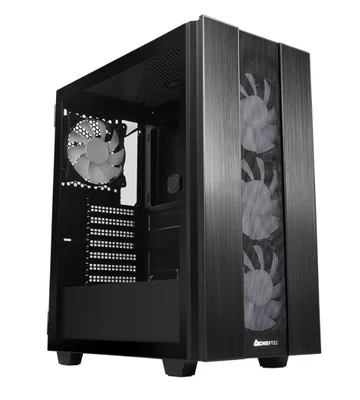 Кутия за компютър Chieftec Hunter II Middle Tower, прозрачен страничен капак, черен