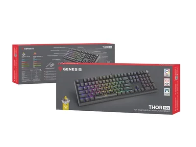 Гейминг клавиатура Genesis Thor 404 Black RGB Gateron Yellow Pro, US Layout