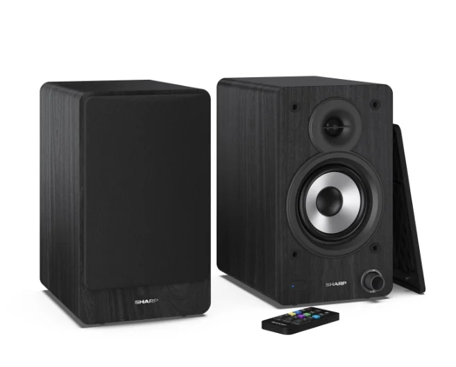 Sharp Audio Systems CP-SS30(BK), Hifi Systems BOOKSHELF SPEAKERS 60W (2 x 30W) RMS 2, Bluetooth v5.0, USB playback, MP3 Audio decoder, RCA L/R In, 3.5mm Aux-in / line-in, Digital optical-in, Wooden speaker, Black