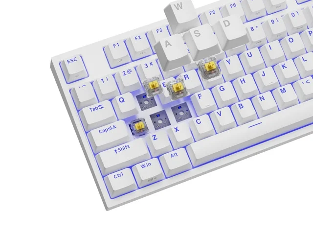 Геймърска клавиатура Genesis Thor 404 TKL White RGB US Layout Yellow Switch