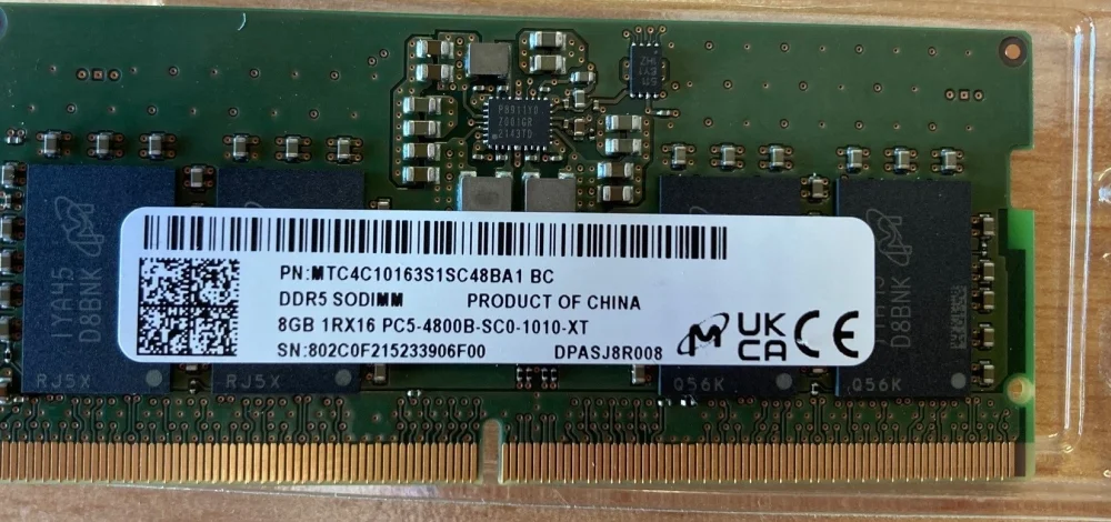 RAM памет MICRON 8GB DDR5 4800MHz SODIMM
