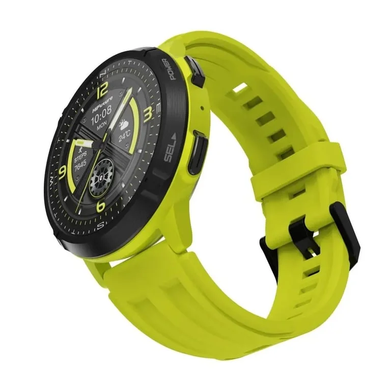 HiFuture MIX3 Fluorescent Yellow, 1.43" AMOLED, 466*466, Powered by Dual Core & Syntra AI, Bluetooth Call, 3ATM Waterproof, Compass & Altimeter, 24/7 True Heart Rate & Blood Oxygen Sensor, Up to 10 days daily use