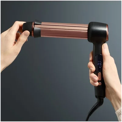 Маша за коса Rowenta CF4620E0 Flexcurl, керамично покритие, LED дисплей, 27/32/38 мм, 210°C, черен/розово злато