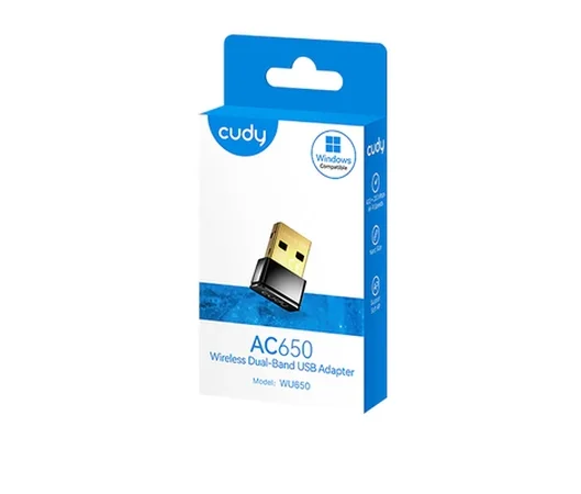 Cudy WU650 Wi-Fi Mini USB Adapter AC650 650Mbps Wi-Fi USB Adapter, Mini Size, 433Mbps at 5GHz + 200Mbps at 2.4GHz, Nano Size, USB 2.0
