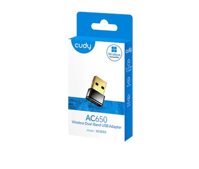 Cudy WU650 Wi-Fi Mini USB Adapter AC650 650Mbps Wi-Fi USB Adapter, Mini Size, 433Mbps at 5GHz + 200Mbps at 2.4GHz, Nano Size, USB 2.0