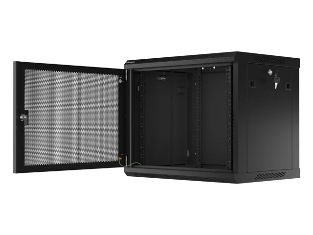 Lanberg rack cabinet 19" wall-mount 9U/600x450 with perforated door black (flat pack)