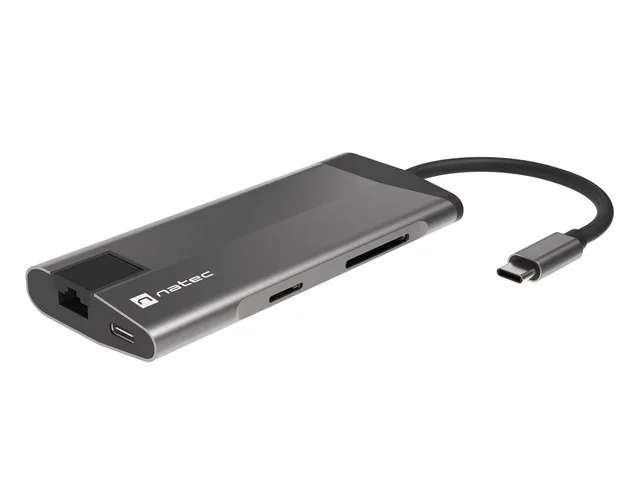 Докинг станция NATEC Fowler Plus Multiport 8-в-1, USB 3.0 хъб, HDMI 4K, USB-C PD, RJ45, SD, Micro SD