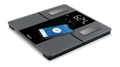 Електронен кантар Beurer BF 500 BT, диагностичен, стъкло, 180 кг, Bluetooth, черен