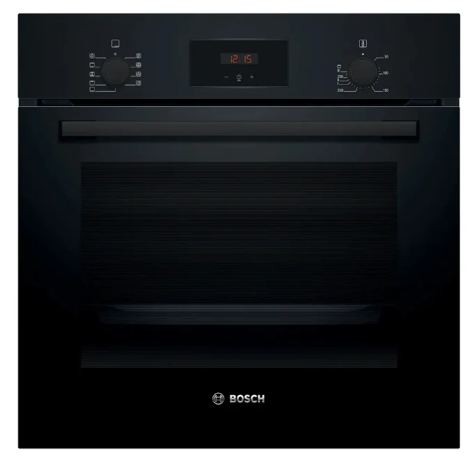 Bosch HBF134EB2, SER2, 3D HotAir, EcoClean Direct, 66 l, Telescopic guides on 1 level, LED display with sinking buttons, 7 HM, Energy efficiency A, Black