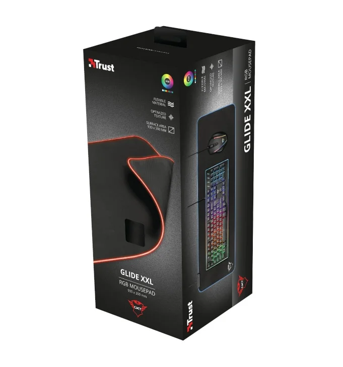 Геймърска подложка за мишка TRUST GXT 764 Glide-Flex XXL RGB, 930x300x3 mm, черен