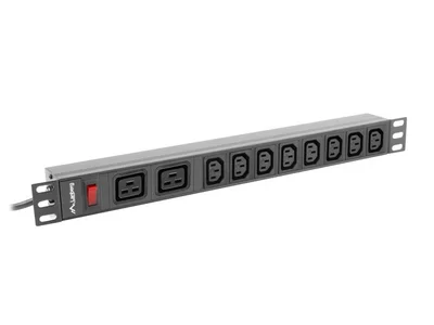 Разклонител LANBERG 19" 1U 16A 2m 2x C19 8x IEC C13 черен C20