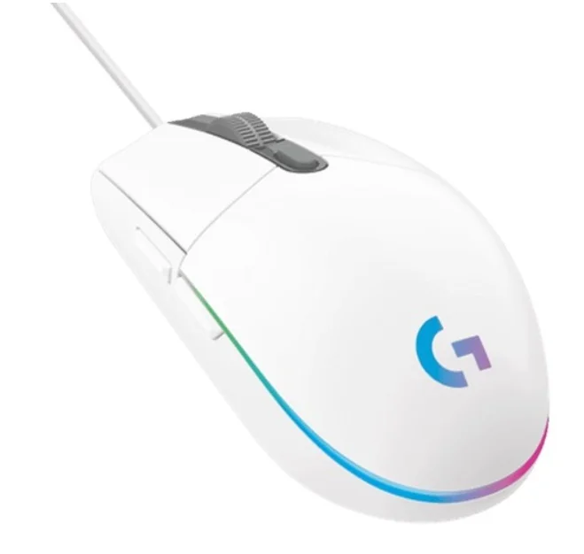 Геймърска мишка Logitech G102 Lightsync RGB, 8000 DPI, 6 програмируеми бутона, бяла