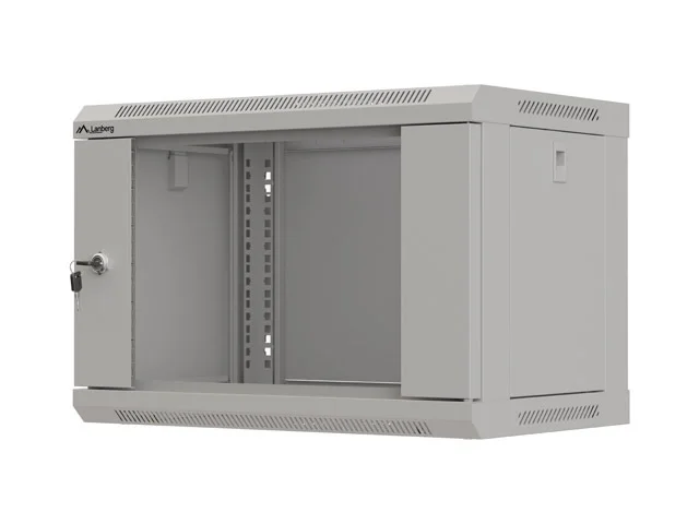 Lanberg rack cabinet 19" wall-mount 6U/540x350 (flat pack) with glass door grey
