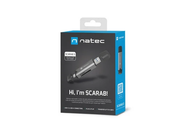 Четец за карти памет Natec Scarab 3 USB-C/USB-A 3.2 Gen 1